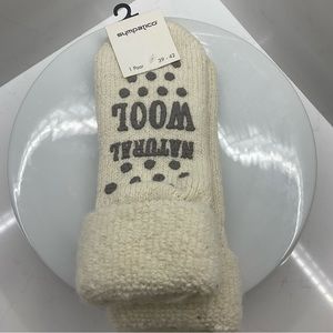 Sympatico Natural Wool cream socks size large (39-42) US 9-11 NWT